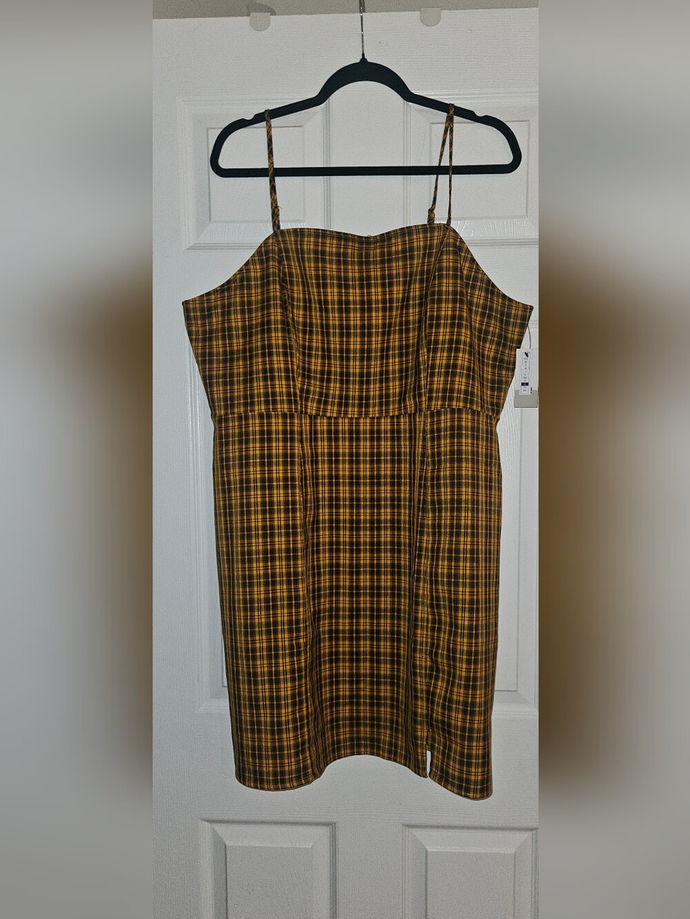 bp Yellow and Black Plaid Mini Dress